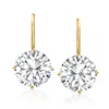 Ross-simons Cz Drop Earrings In 14kt Yellow Gold In White