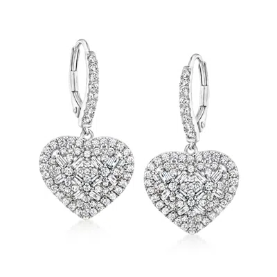 Ross-simons Cz Heart Drop Earrings In Sterling Silver In Multi