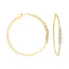 Ross-simons Cz Hoop Earrings In 18kt Gold Over Sterling In Multi