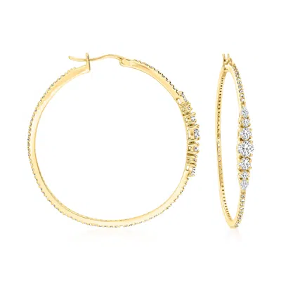 Ross-simons Cz Hoop Earrings In 18kt Gold Over Sterling In White