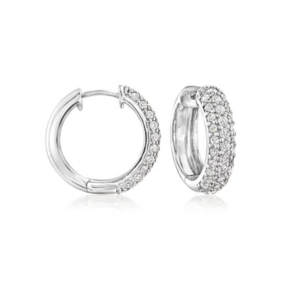 Ross-simons Cz Hoop Earrings In Sterling Silver In Multi