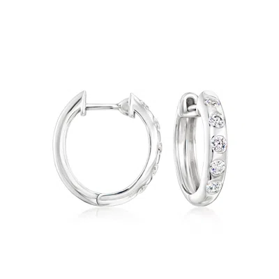 Ross-simons Cz Hoop Earrings In Sterling Silver In Metallic