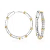 Ross-simons Cz Hoop Earrings In Sterling Silver With 18kt Gold Over Sterling In Silver