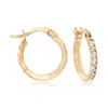 Ross-simons Cz Huggie Hoop Earrings In 14kt Yellow Gold In White