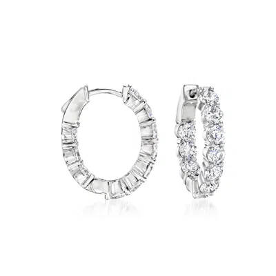 Ross-simons Cz Inside-outside Hoop Earrings In Sterling Silver In White