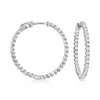 Ross-simons Cz Inside-outside Hoop Earrings In Sterling Silver In White