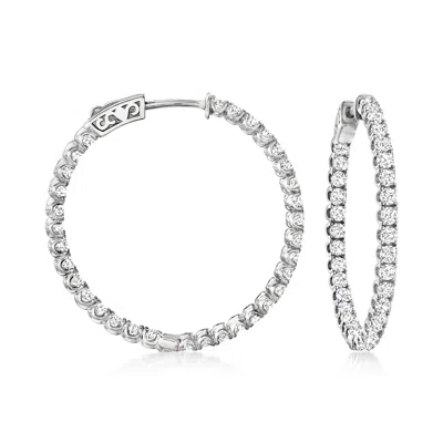 Ross-simons Cz Inside-outside Hoop Earrings In Sterling Silver In White