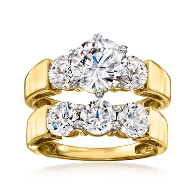 Ross-simons Cz Jewelry Set: 2 Rings In 18kt Gold Over Sterling