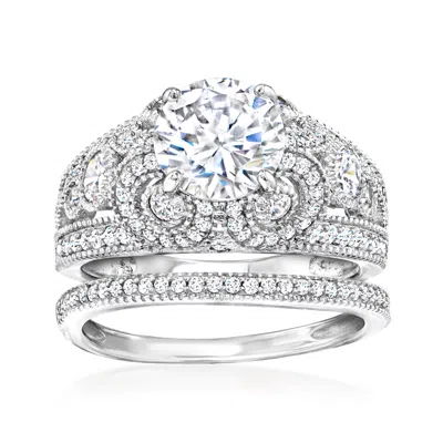 Ross-simons Cz Jewelry Set: 2 Rings In Sterling Silver In White