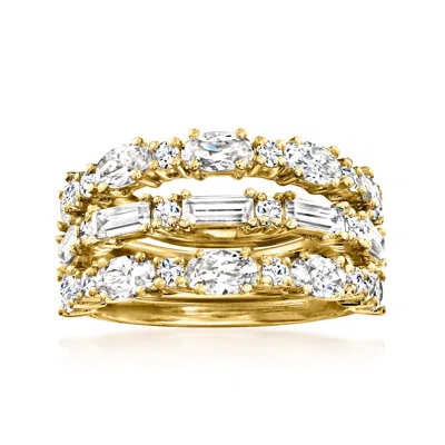Ross-simons Cz Jewelry Set: 3 Rings In 18kt Gold Over Sterling In White
