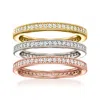 ROSS-SIMONS CZ JEWELRY SET: 3 STACKED RINGS IN TRI-TONE STERLING SILVER