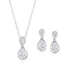 Ross-simons Cz Jewelry Set: Drop Earrings And Pendant Necklace In Sterling Silver