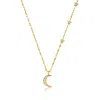 Ross-simons Cz Moon And Star Necklace In 18kt Gold Over Sterling In Gold