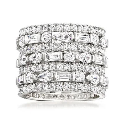 Ross-simons Cz Multi-row Eternity Band In Sterling Silver In Metallic