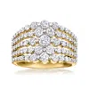 Ross-simons Cz Multi-row Ring In 18kt Gold Over Sterling In White