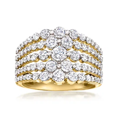 Ross-simons Cz Multi-row Ring In 18kt Gold Over Sterling In White