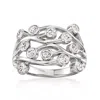 Ross-simons Cz Multi-row Vine Ring In Sterling Silver In Metallic