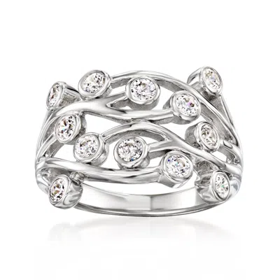 Ross-simons Cz Multi-row Vine Ring In Sterling Silver In Metallic