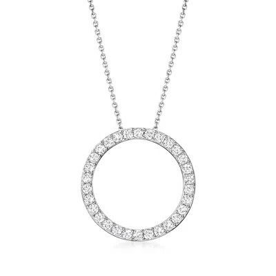 Ross-simons Cz Open Eternity Circle Pendant Necklace In Sterling Silver In Multi