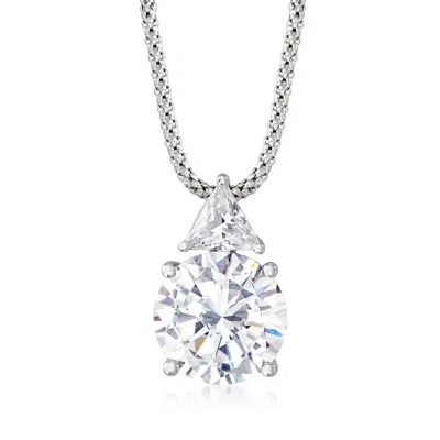 Ross-simons Cz Pendant Necklace In Sterling Silver In Multi