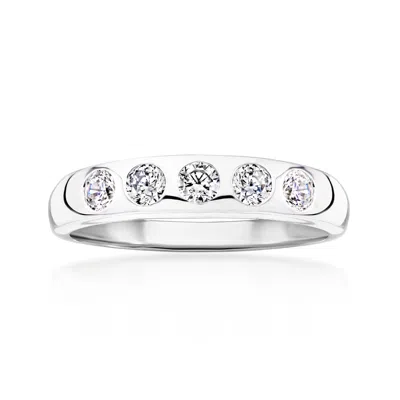Ross-simons Cz Ring In Sterling Silver In Metallic
