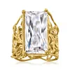 Ross-simons Cz Scrollwork Ring In 18kt Gold Over Sterling In White