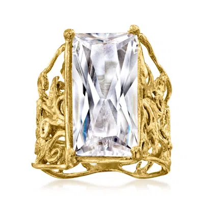 Ross-simons Cz Scrollwork Ring In 18kt Gold Over Sterling In White