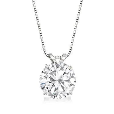 Ross-simons Cz Solitaire Necklace In 14kt White Gold In Multi