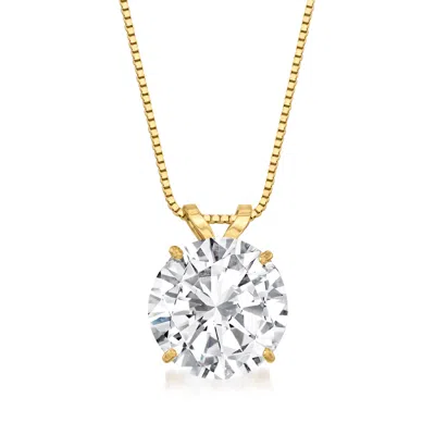 Ross-simons Cz Solitaire Necklace In 14kt Yellow Gold In Multi