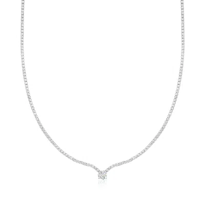 Ross-simons Cz Solitaire-style Tennis Necklace In Sterling Silver In Multi