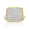 Ross-simons Cz Square-top Ring In Sterling Silver And 14kt Gold In White