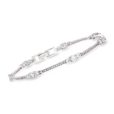 Ross-simons Cz Station Bracelet In Sterling Silver In Metallic