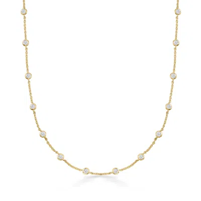 ROSS-SIMONS CZ STATION NECKLACE IN 18KT YELLOW GOLD OVER STERLING