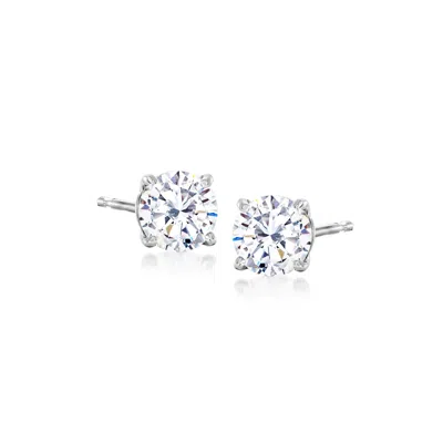 Ross-simons Cz Stud Earrings In 14kt White Gold