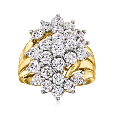 Ross-simons Cz Swirl Ring In 18kt Gold Over Sterling In White