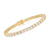Ross-simons Cz Tennis Bracelet In 18kt Gold Over Sterling In Multi