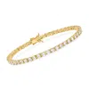 Ross-simons Cz Tennis Bracelet In 14kt Gold Over Sterling In Multi