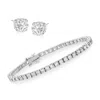 Ross-simons Cz Tennis Bracelet With Free Cz Stud Earrings In Sterling Silver In Multi