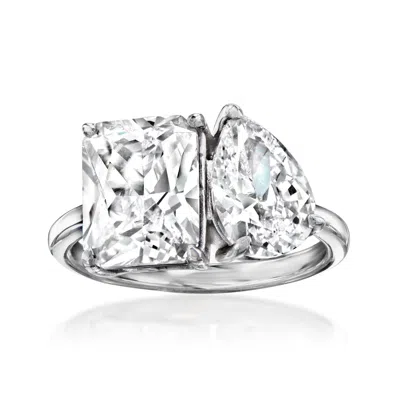 Ross-simons Cz Toi Et Moi Ring In Sterling Silver In Gold