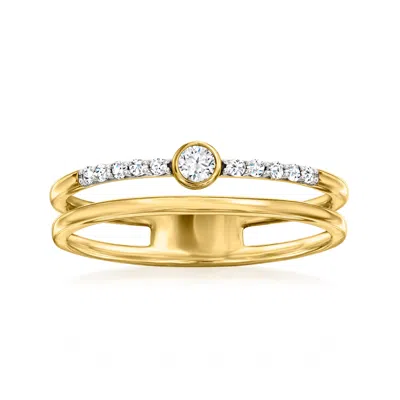 Ross-simons Diamond 2-row Ring In 14kt Yellow Gold In White