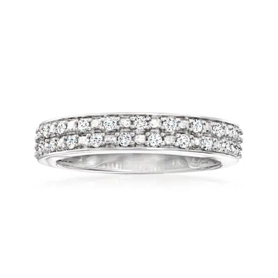Ross-simons Diamond 2-row Ring In Sterling Silver In White