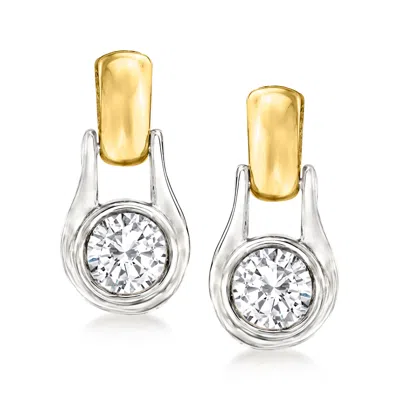 Ross-simons Diamond 2-tone Earrings In White