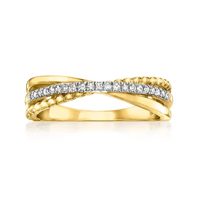 Ross-simons Diamond 3-row Crisscross Ring In 18kt Gold Over Sterling In White