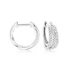 Ross-simons Diamond 3-row Hoop Earrings In Sterling Silver In Metallic
