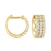 Ross-simons Diamond 3-row Huggie Hoop Earrings In 14kt Yellow Gold In White