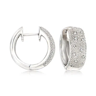 Ross-simons Diamond Accent Huggie Hoop Earrings In Sterling Silver In White