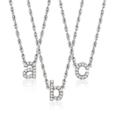 Ross-simons Diamond Accent Mini Initial Necklace In Sterling Silver In Metallic