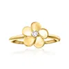 Ross-simons Diamond-accented Flower Ring In 14kt Yellow Gold In White