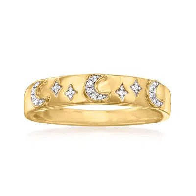 Ross-simons Diamond-accented Moon And Star Ring In 18kt Gold Over Sterling