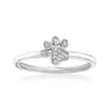 Ross-simons Diamond-accented Paw Print Ring In Sterling Silver In White